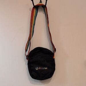Dutchie Black Crossbody Bag with Rainbow Strap